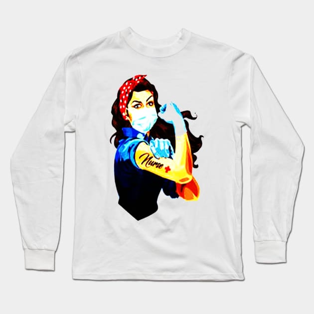 Rosie The Riveter Nurse Womens Long Sleeve T-Shirt by akkadesigns